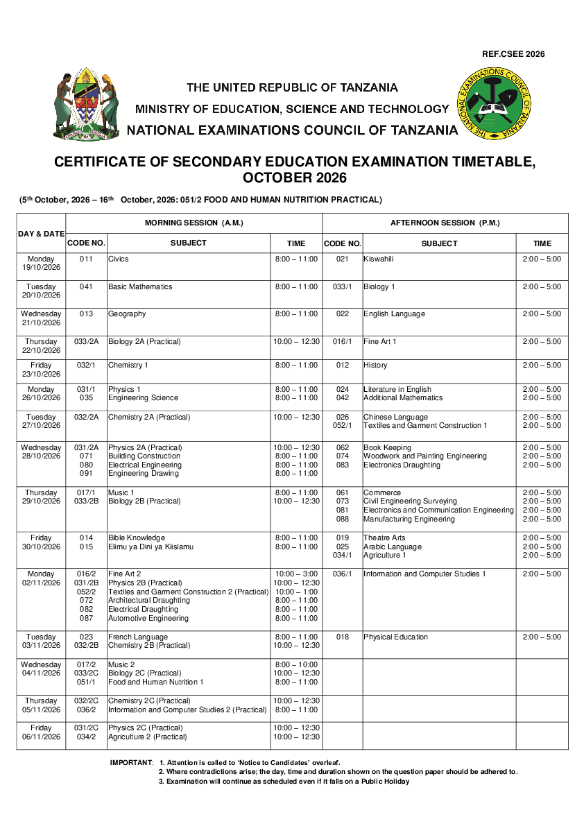 CSEE_2026_EXAM_TIMETABLE.pdf