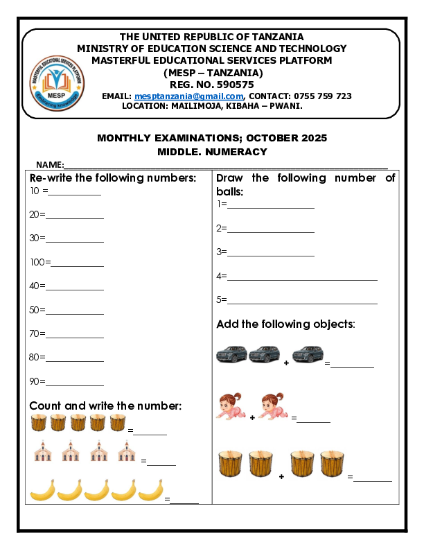 MIDDLE, OCT.MONTHLY EXAMS-MESP TANZANIA.pdf