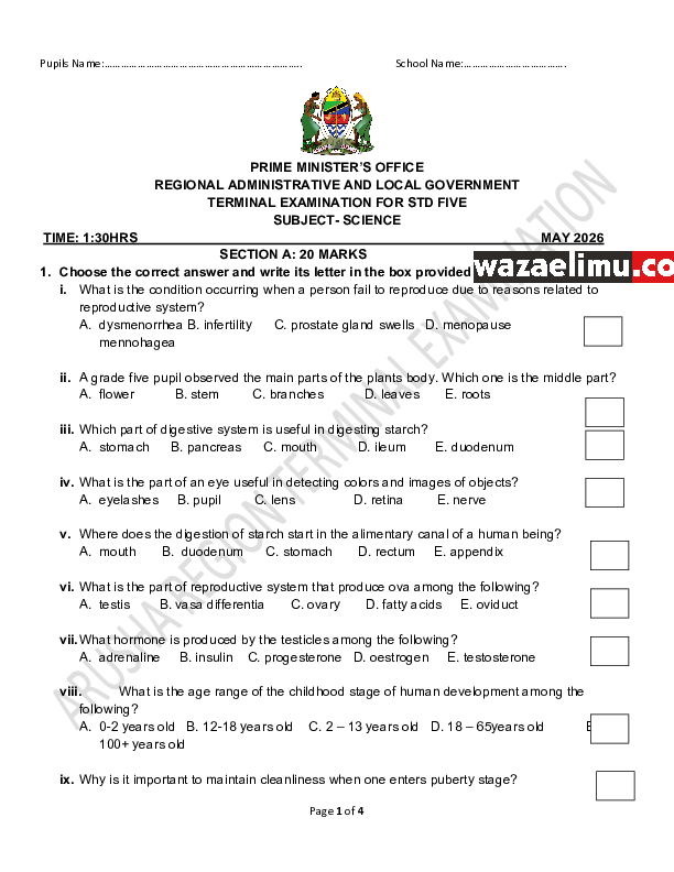 SCIENCE STD 5 MAY 2026  - WazaElimu.com.pdf