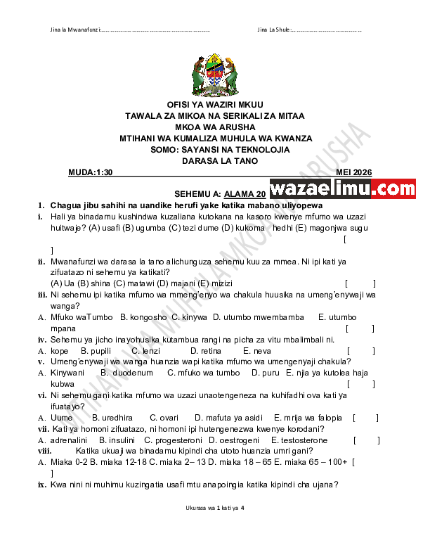 SAYANSI DRS 5 MEI 2026 - WazaElimu.com.pdf